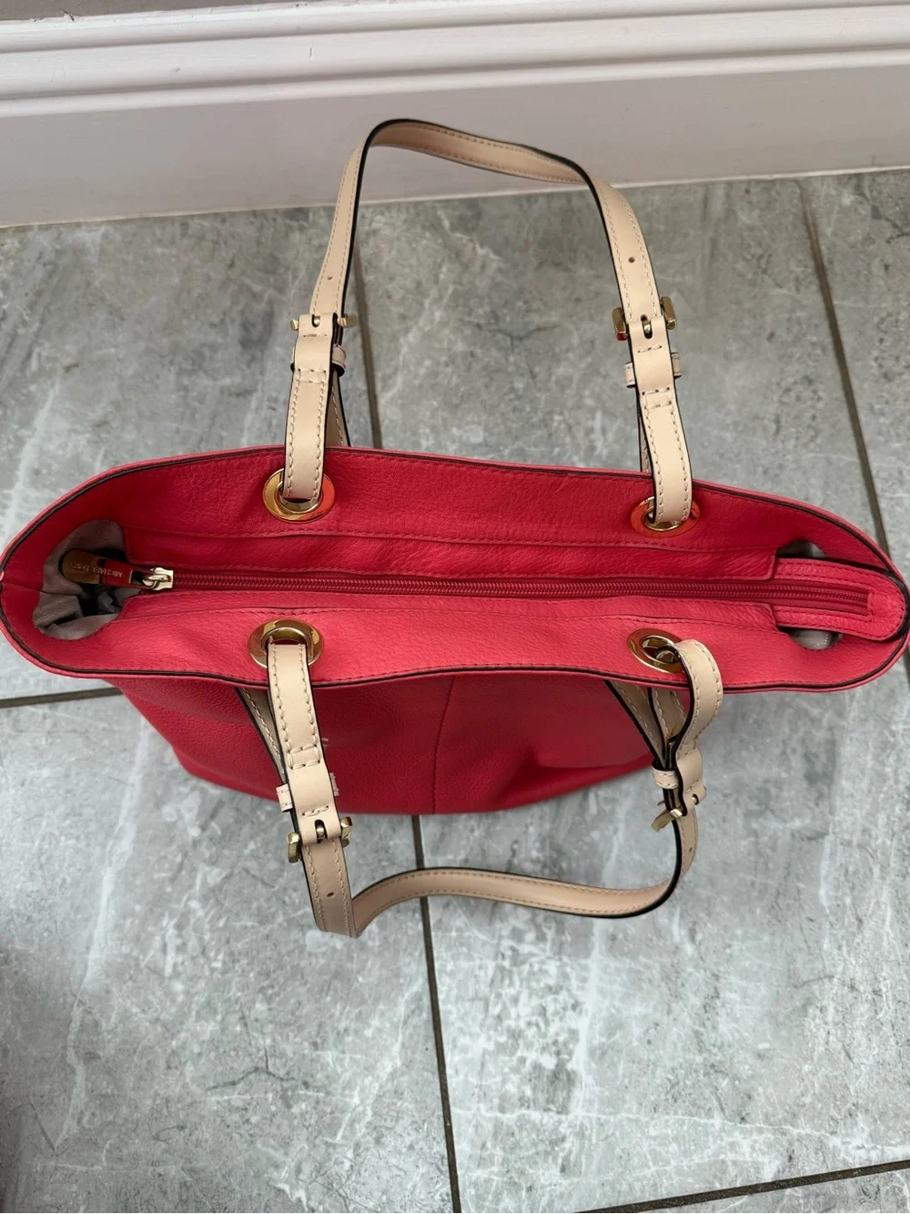 Michael Kors Bedford Coral Pink Pebbled Leather Tote 30H4GBFT6L